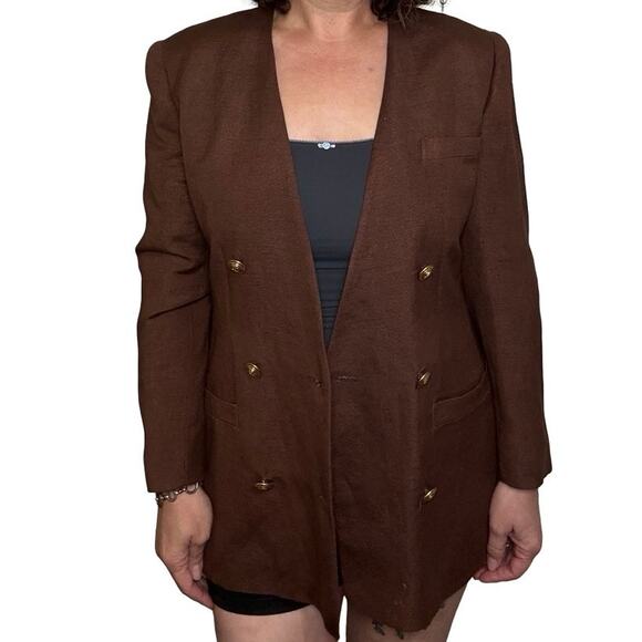 Giorgio Sant'Angelo Jackets & Blazers - Vintage Giorgio Sant' Angelo Chocolate Brown, Double-Breasted Jacket.